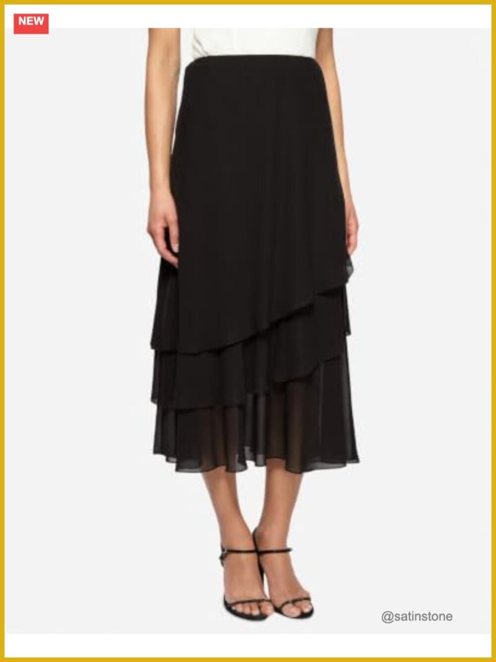 Chiffon Tier Tea Length Formal Skirt Midi Evening Wear Cocktail Party